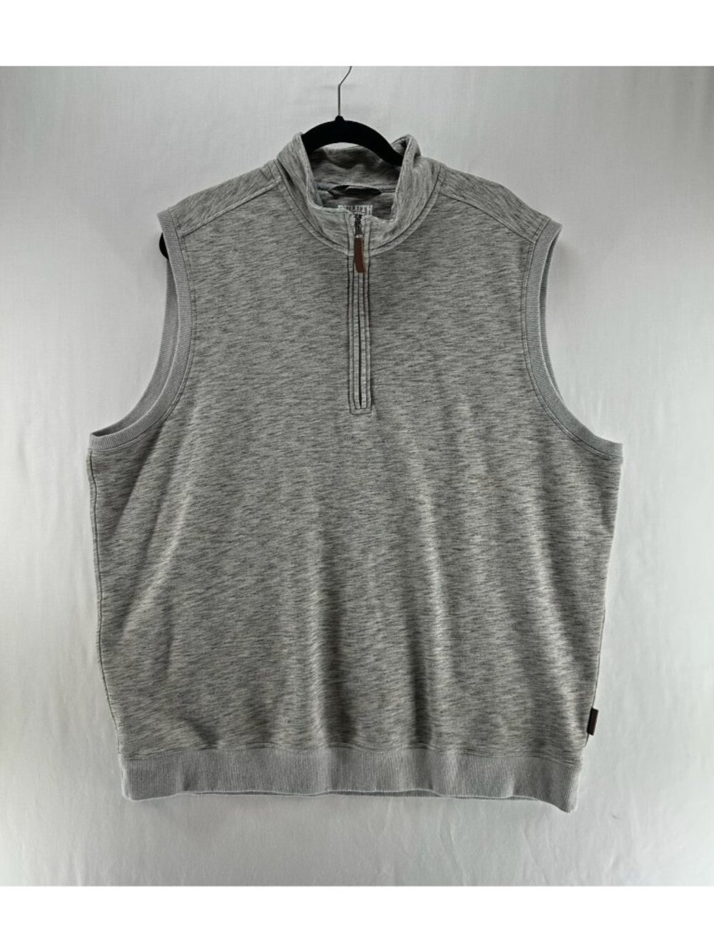 Duluth Trading Loophole Vest Sz XL Relaxed Fit 1/4 Zip French Terry Heather Gray